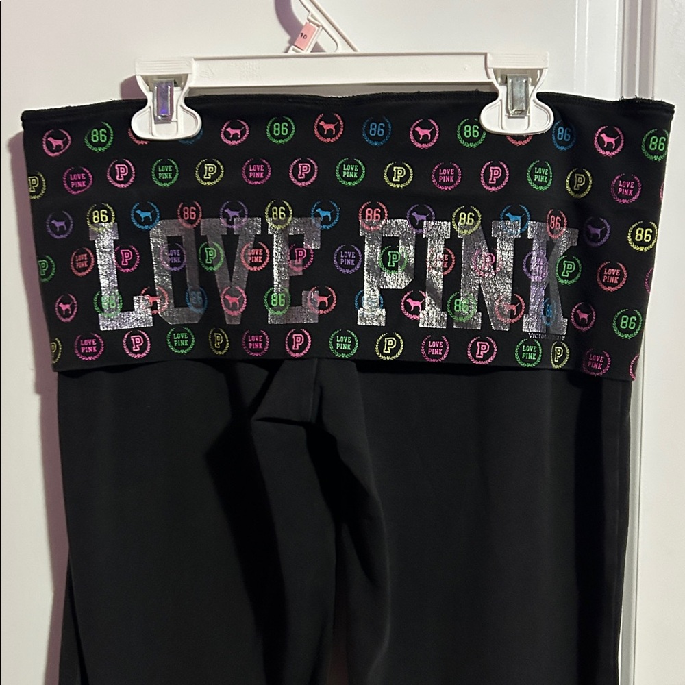 VS Pink fold over flare yoga pants - Picture 2 of 6